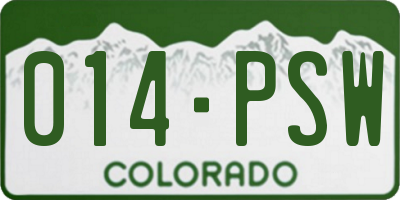 CO license plate 014PSW