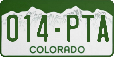 CO license plate 014PTA