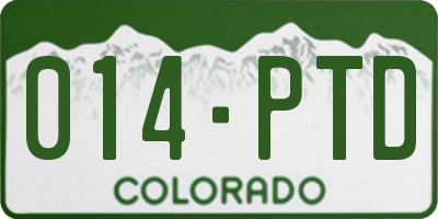 CO license plate 014PTD