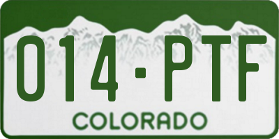 CO license plate 014PTF