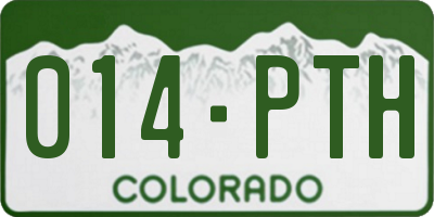 CO license plate 014PTH