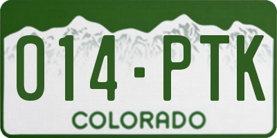 CO license plate 014PTK