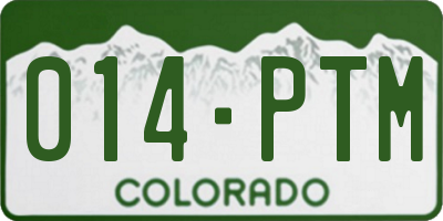 CO license plate 014PTM