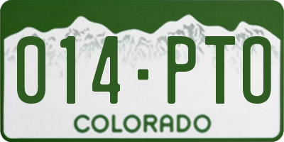 CO license plate 014PTO
