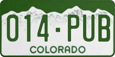 CO license plate 014PUB