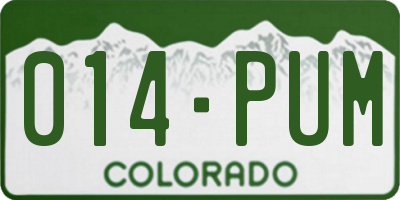 CO license plate 014PUM