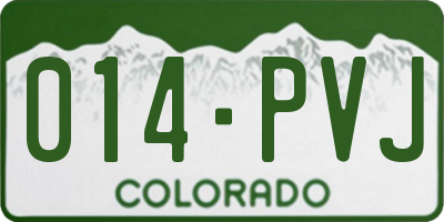 CO license plate 014PVJ