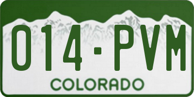 CO license plate 014PVM