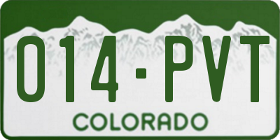 CO license plate 014PVT