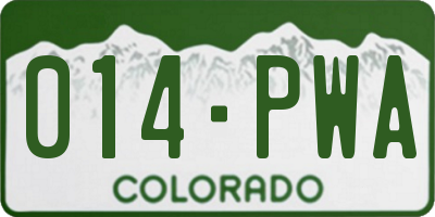 CO license plate 014PWA