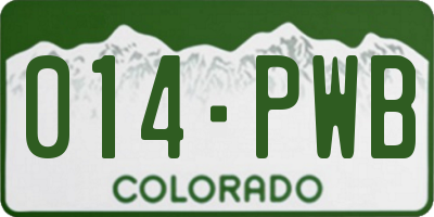 CO license plate 014PWB