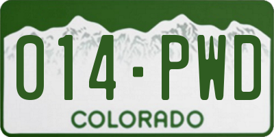 CO license plate 014PWD