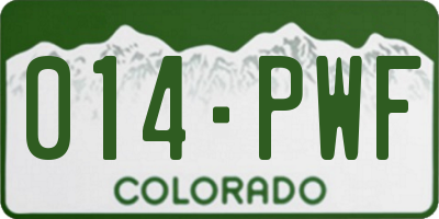 CO license plate 014PWF