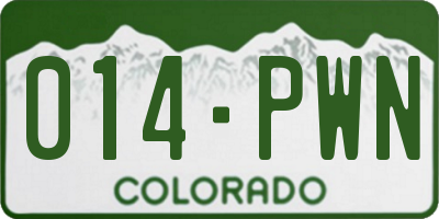 CO license plate 014PWN