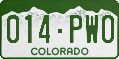 CO license plate 014PWO