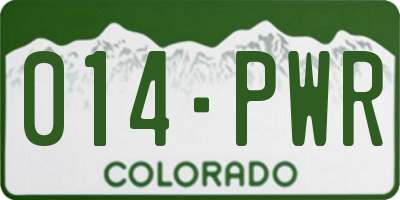 CO license plate 014PWR