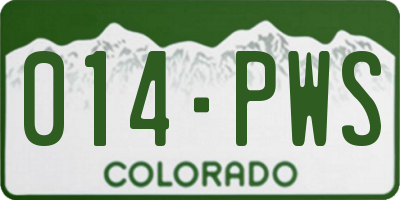 CO license plate 014PWS