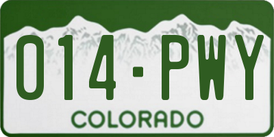 CO license plate 014PWY