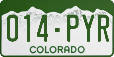 CO license plate 014PYR