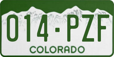 CO license plate 014PZF