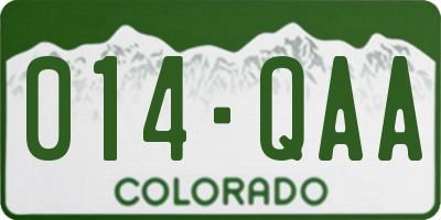 CO license plate 014QAA