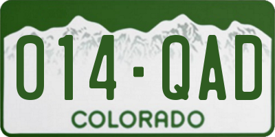 CO license plate 014QAD