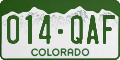 CO license plate 014QAF