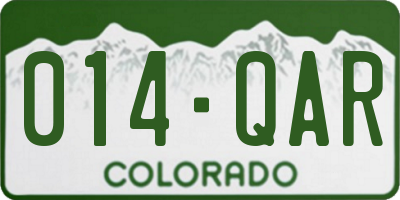 CO license plate 014QAR