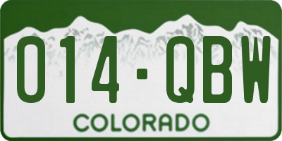 CO license plate 014QBW