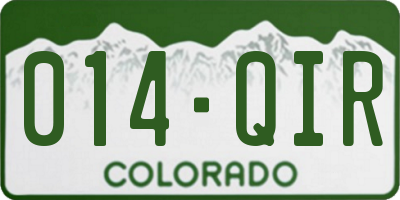 CO license plate 014QIR