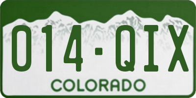 CO license plate 014QIX