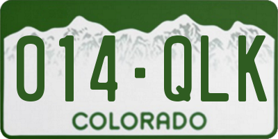 CO license plate 014QLK