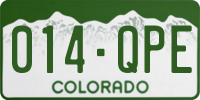 CO license plate 014QPE