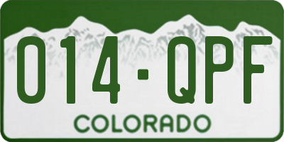 CO license plate 014QPF