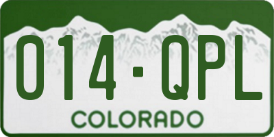 CO license plate 014QPL