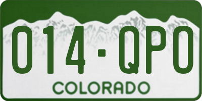CO license plate 014QPO