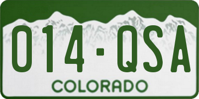 CO license plate 014QSA