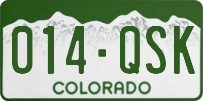 CO license plate 014QSK