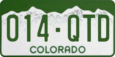 CO license plate 014QTD