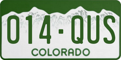 CO license plate 014QUS