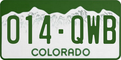 CO license plate 014QWB