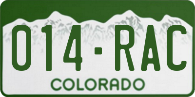 CO license plate 014RAC