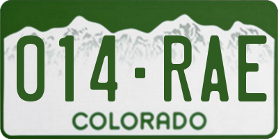 CO license plate 014RAE