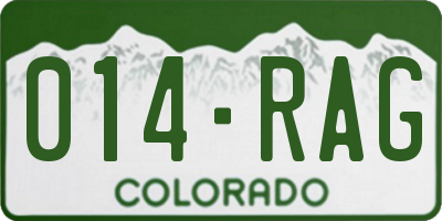 CO license plate 014RAG