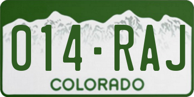 CO license plate 014RAJ