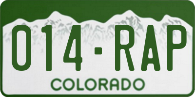 CO license plate 014RAP