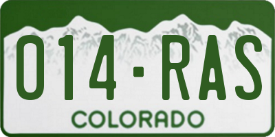 CO license plate 014RAS
