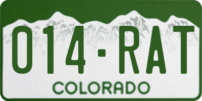 CO license plate 014RAT