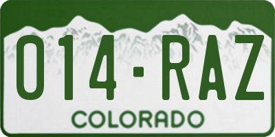CO license plate 014RAZ