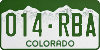 CO license plate 014RBA